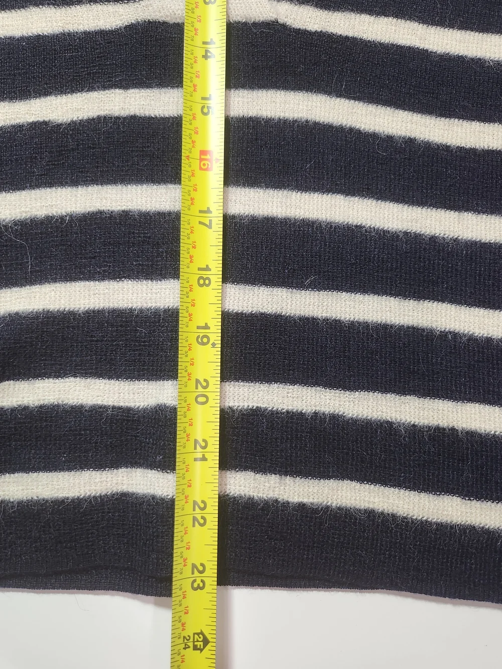 J.Crew 100% Baby Alpaca Wool Striped Shawl Collar Cardigan Sweater Navy Cream S
